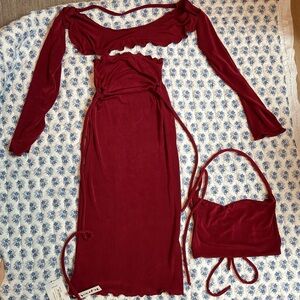 Skirt, halter top, and shrug set brand new
